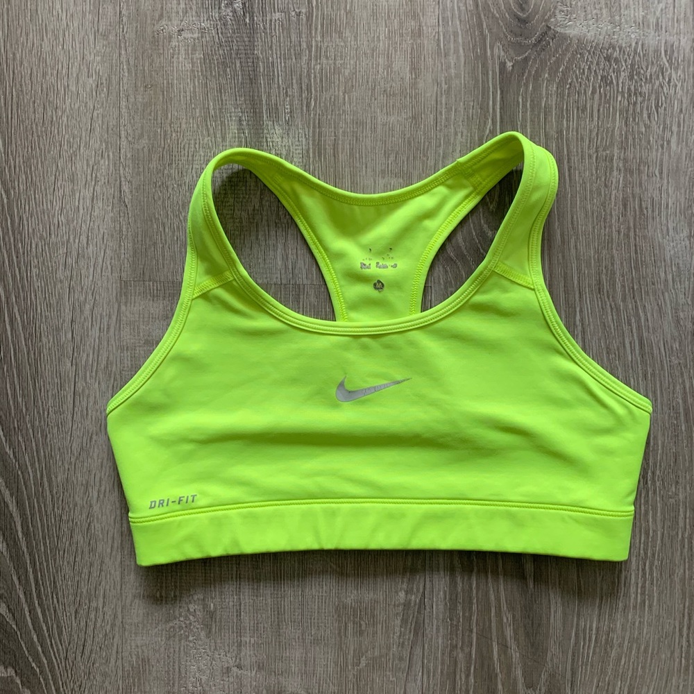 Nike neon yellow sports bra